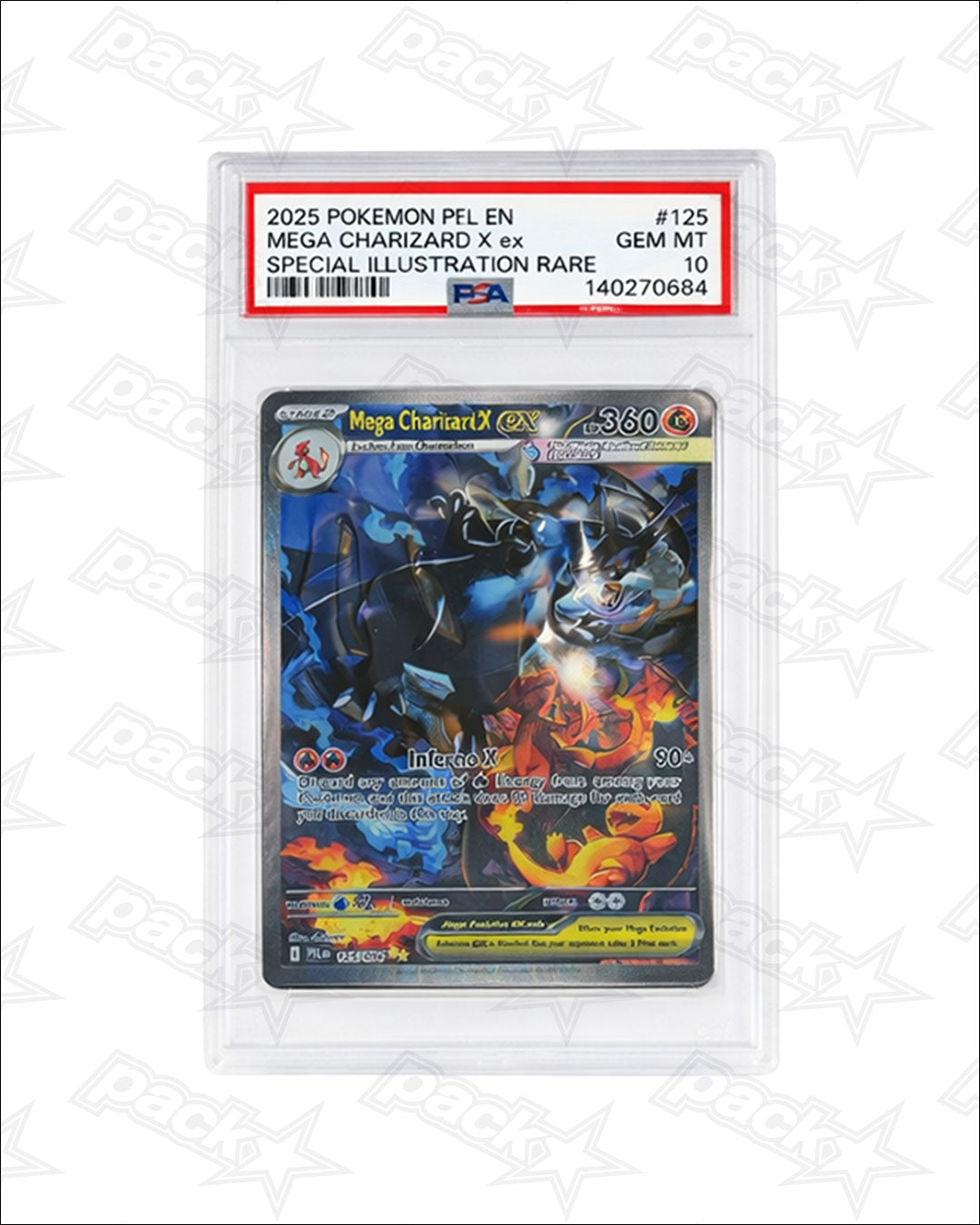 PSA 10 GEM MT — Mega Charizard X ex #125 | 2025 Pokémon PEL | Special Illustration Rare